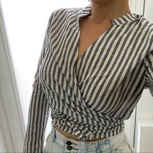 Striped wrap top